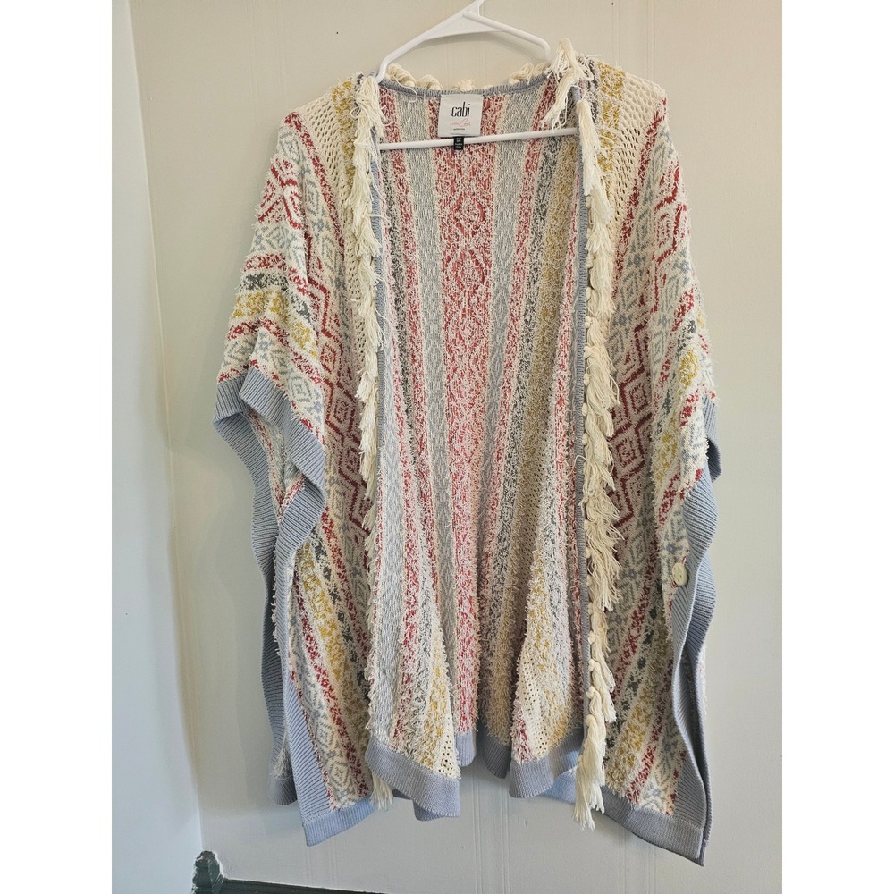 Cabi Love Carol Collection Fair Isle Fringe Poncho Sweater XS/S siesta - Picture 1 of 10